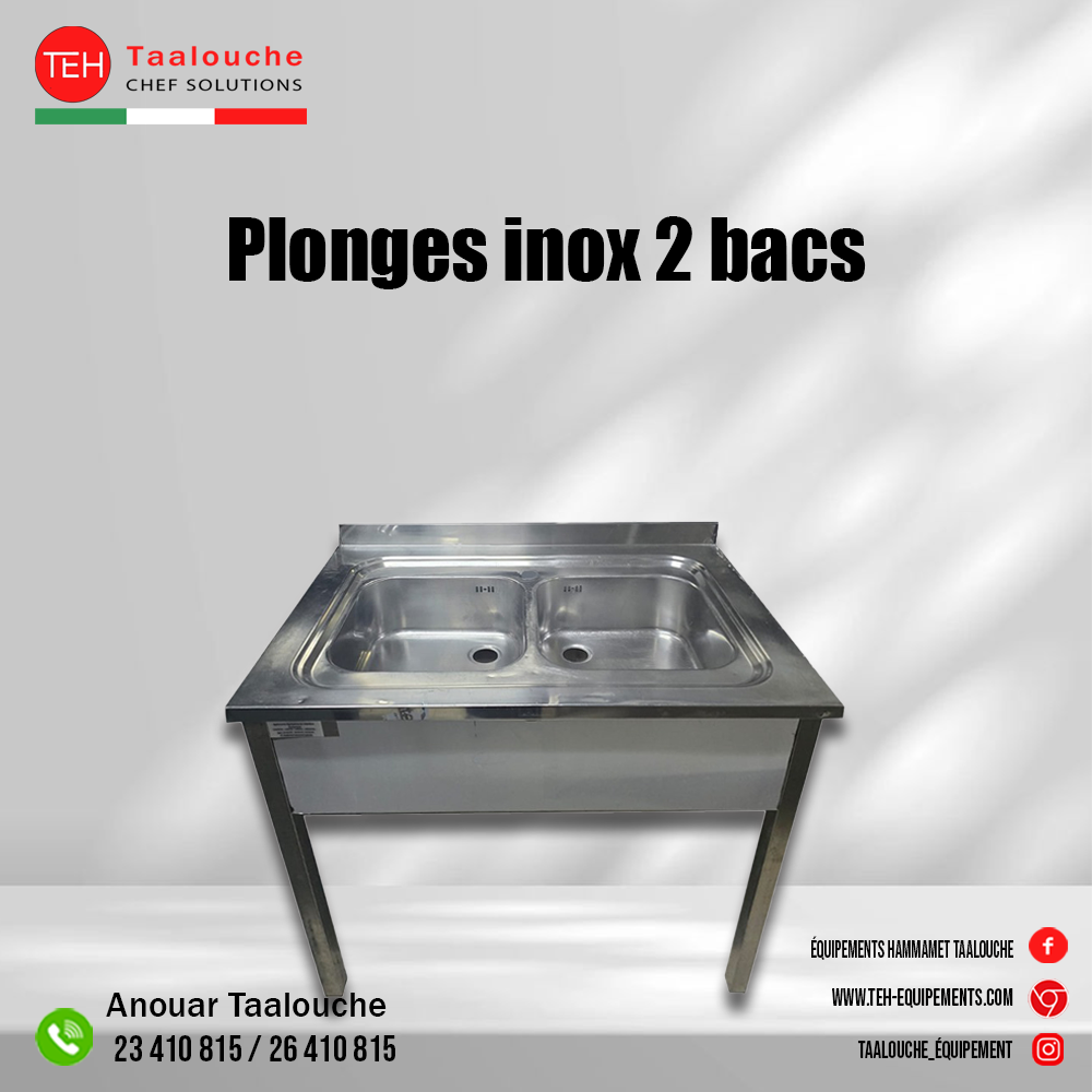 Plonges inox 2 bacs